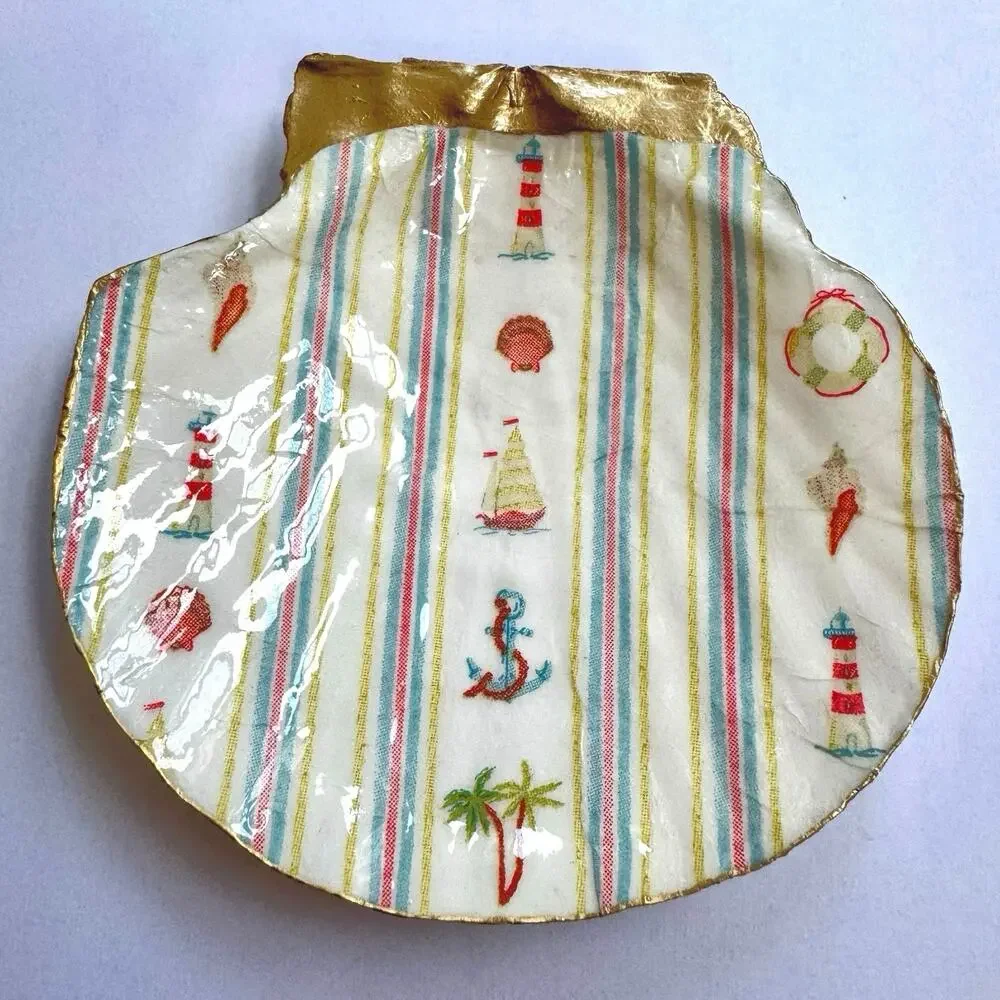 Nautical Lighthouse Seashell Trinket Dish
